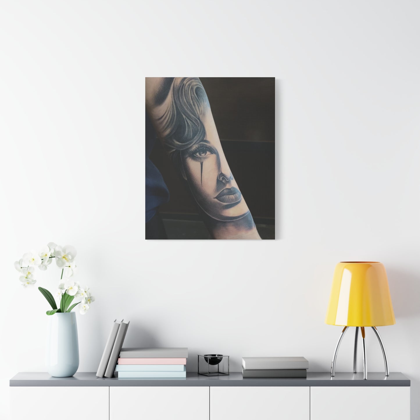 TATTOO OF A WOMANS FACE BY TRIPPY G WALL CANVAS