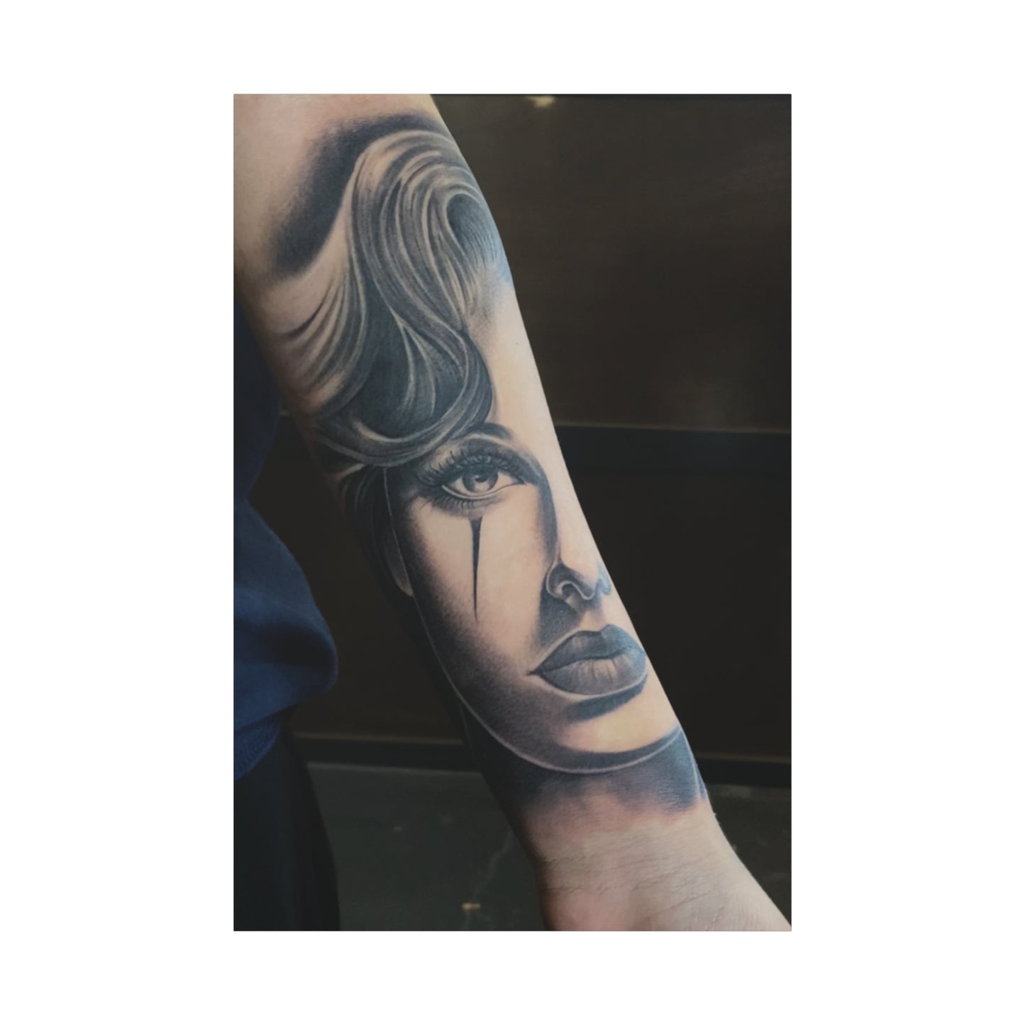 TATTOO OF A WOMANS FACE BY TRIPPY G WALL CANVAS