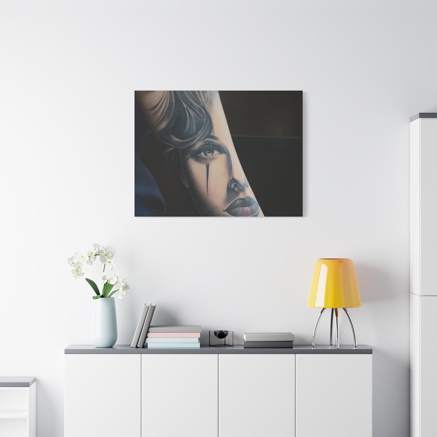 TATTOO OF A WOMANS FACE BY TRIPPY G WALL CANVAS