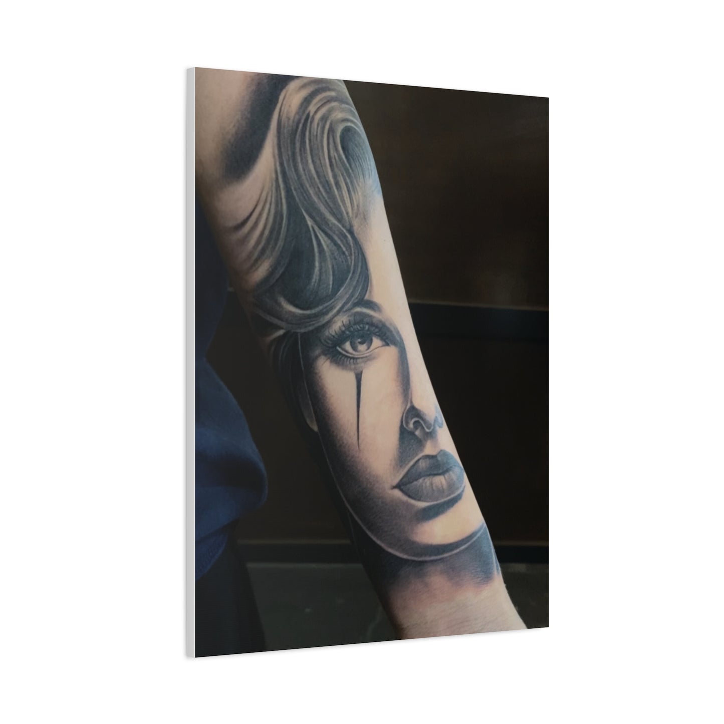TATTOO OF A WOMANS FACE BY TRIPPY G WALL CANVAS