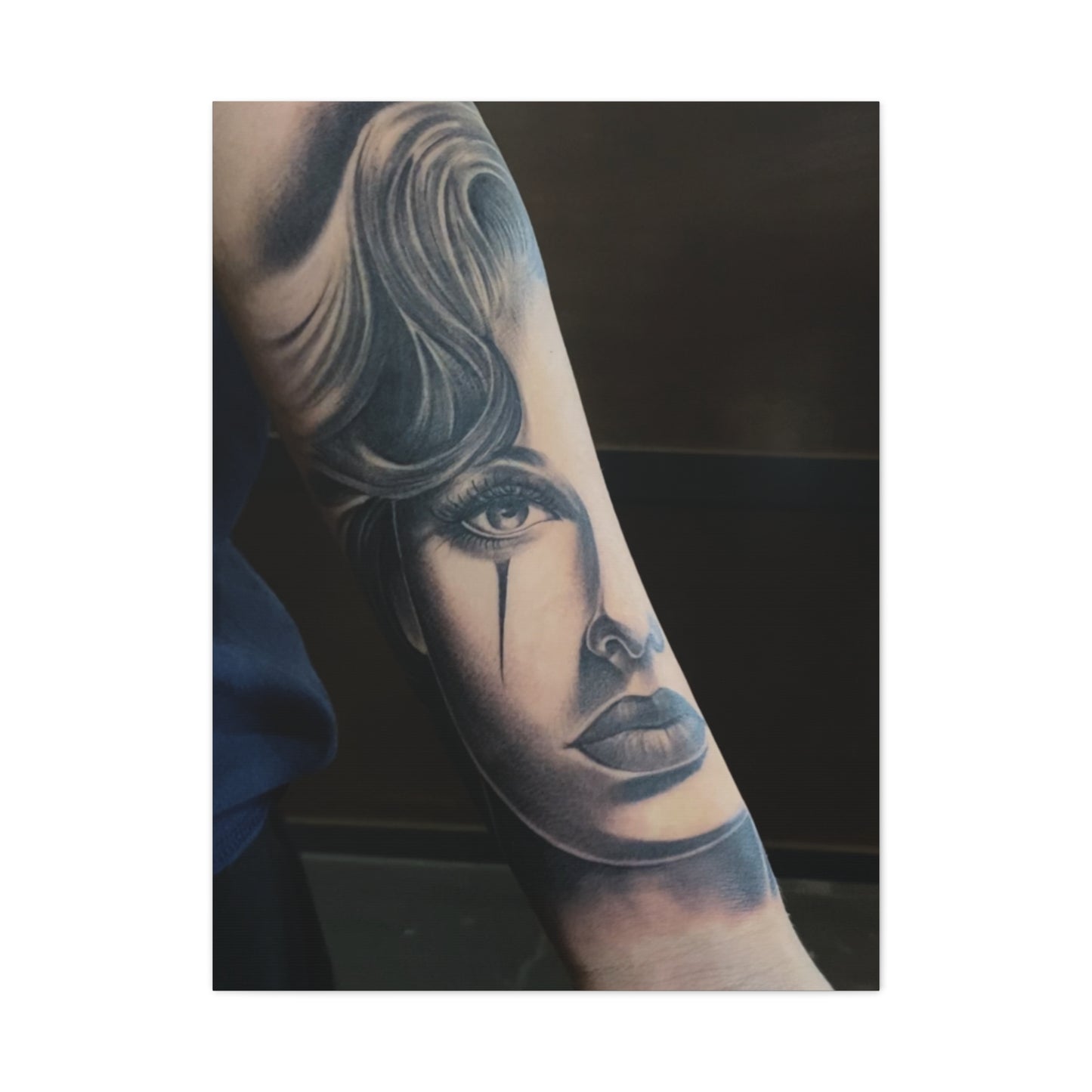 TATTOO OF A WOMANS FACE BY TRIPPY G WALL CANVAS