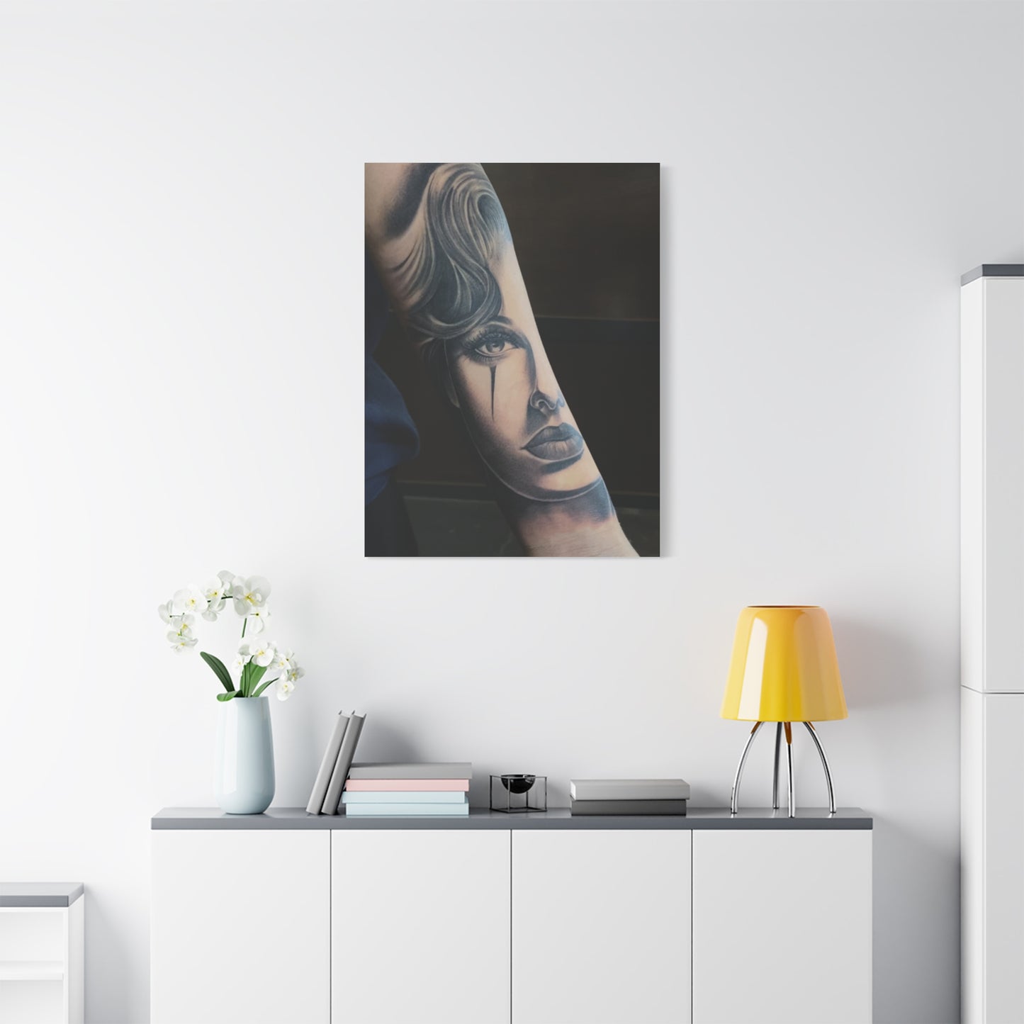 TATTOO OF A WOMANS FACE BY TRIPPY G WALL CANVAS