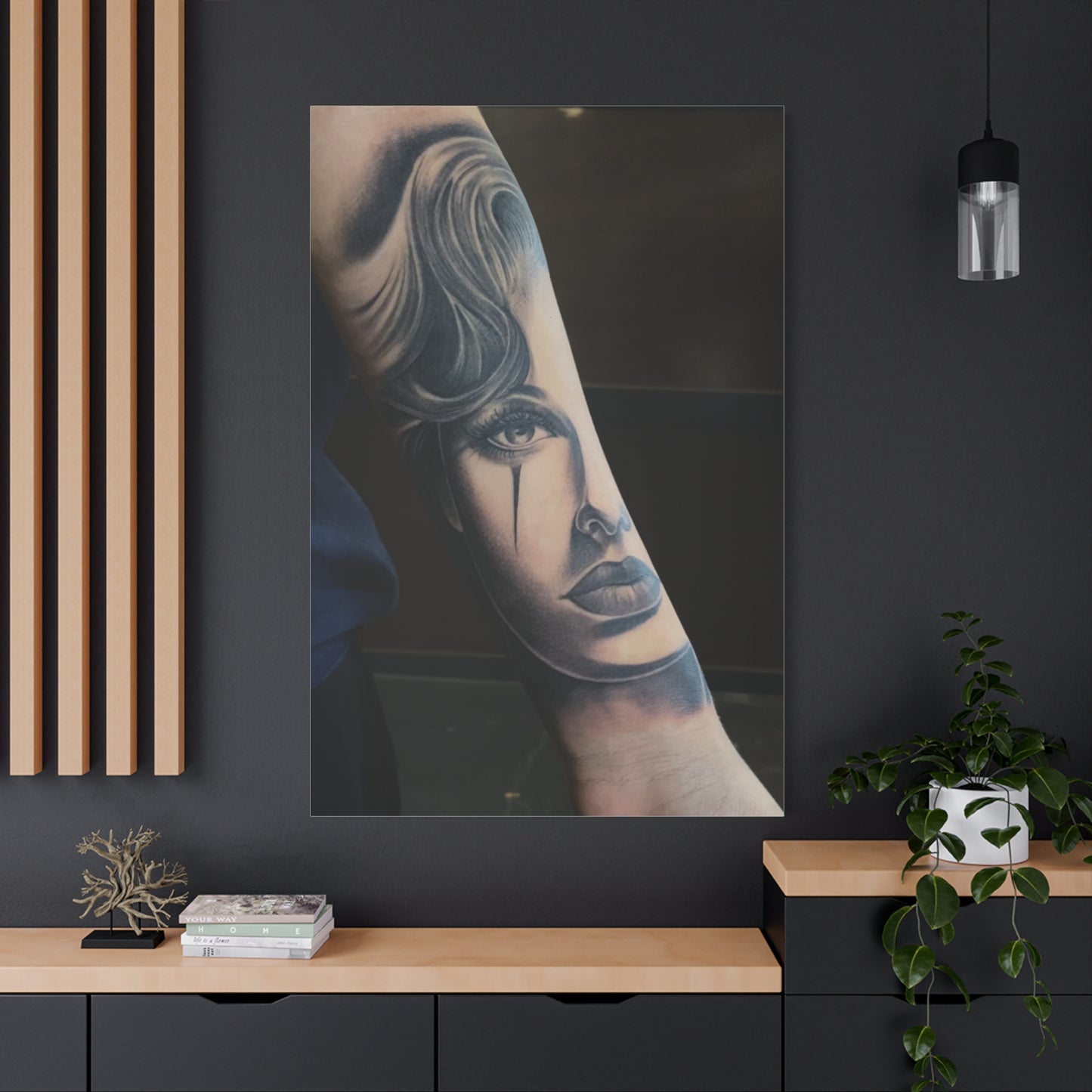 TATTOO OF A WOMANS FACE BY TRIPPY G WALL CANVAS