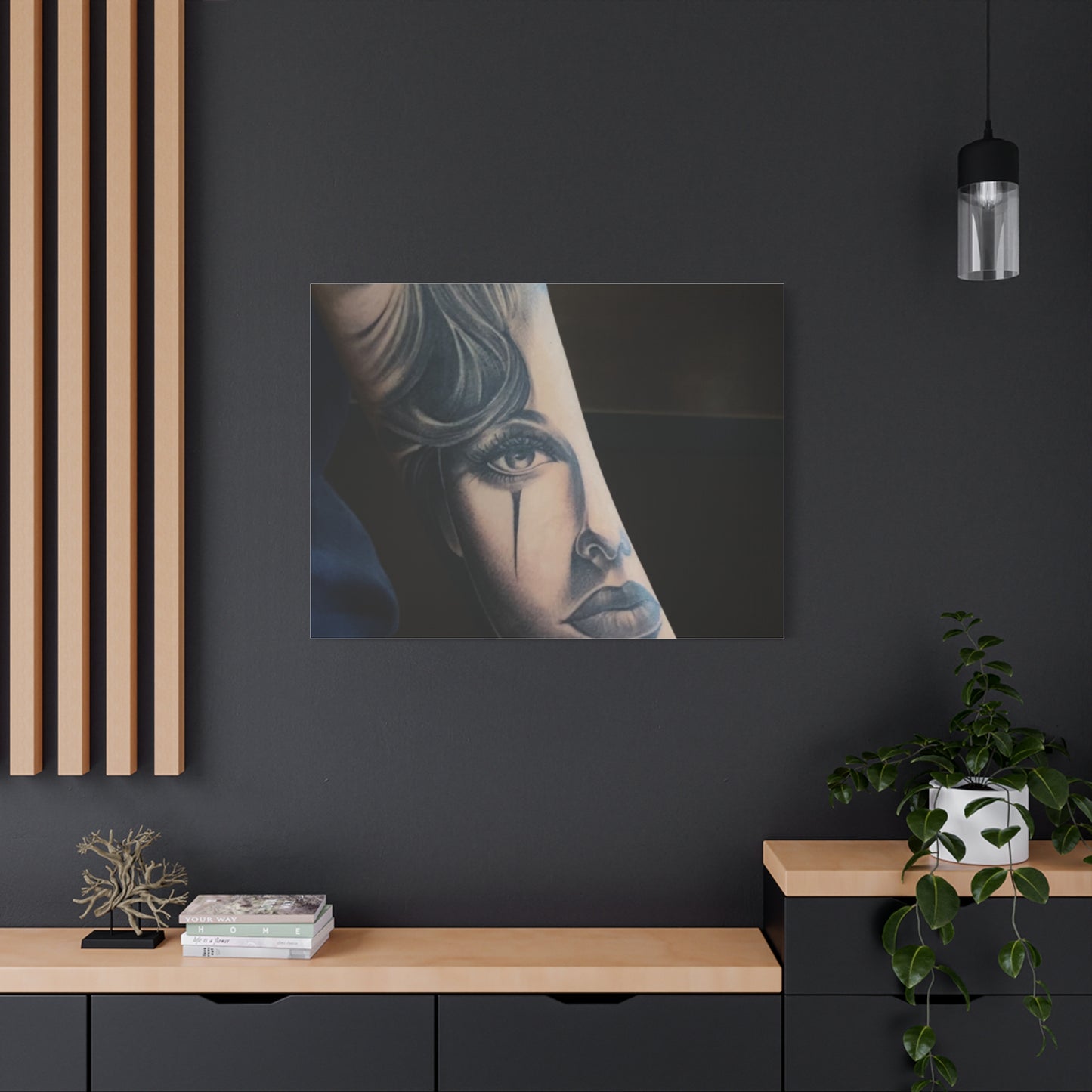 TATTOO OF A WOMANS FACE BY TRIPPY G WALL CANVAS