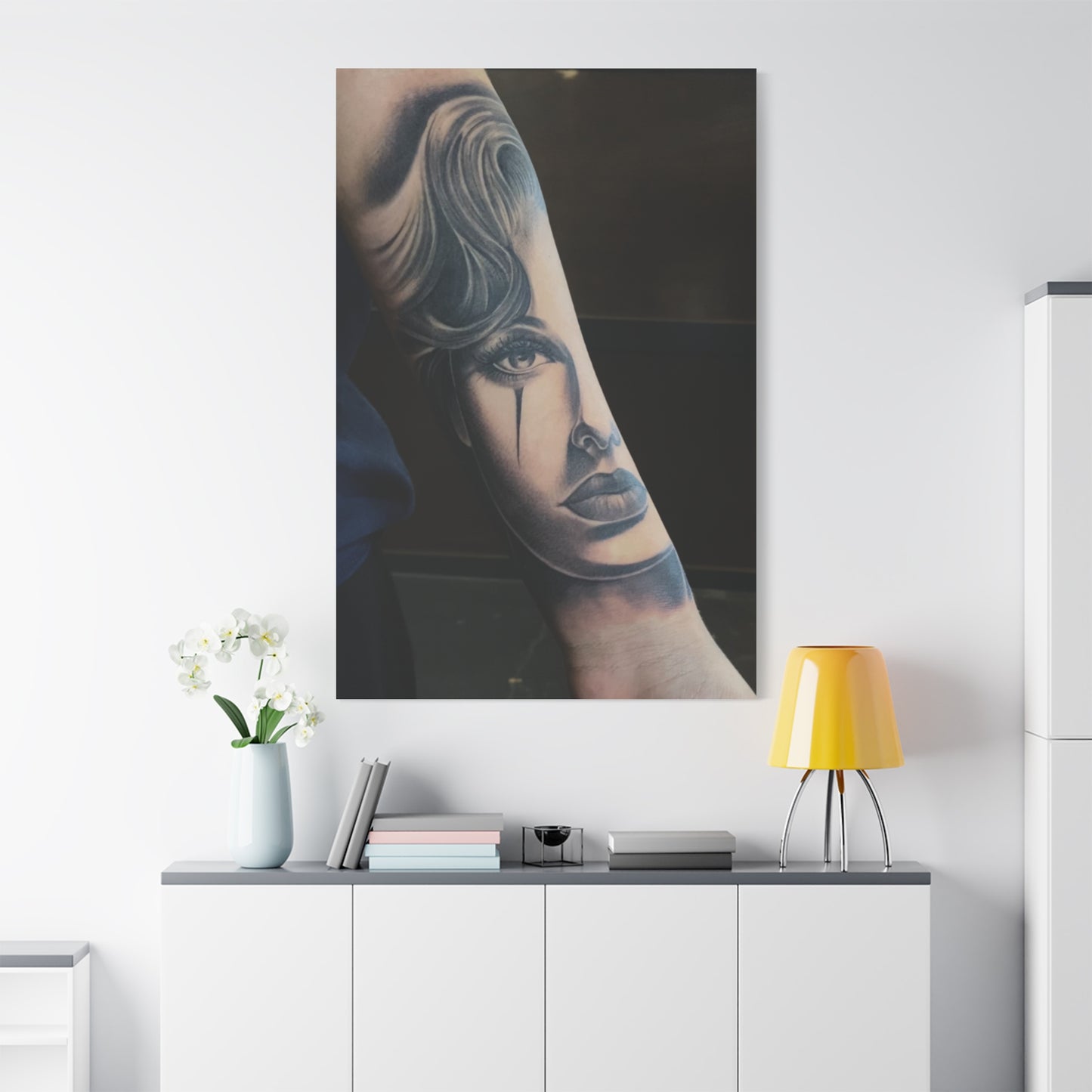 TATTOO OF A WOMANS FACE BY TRIPPY G WALL CANVAS