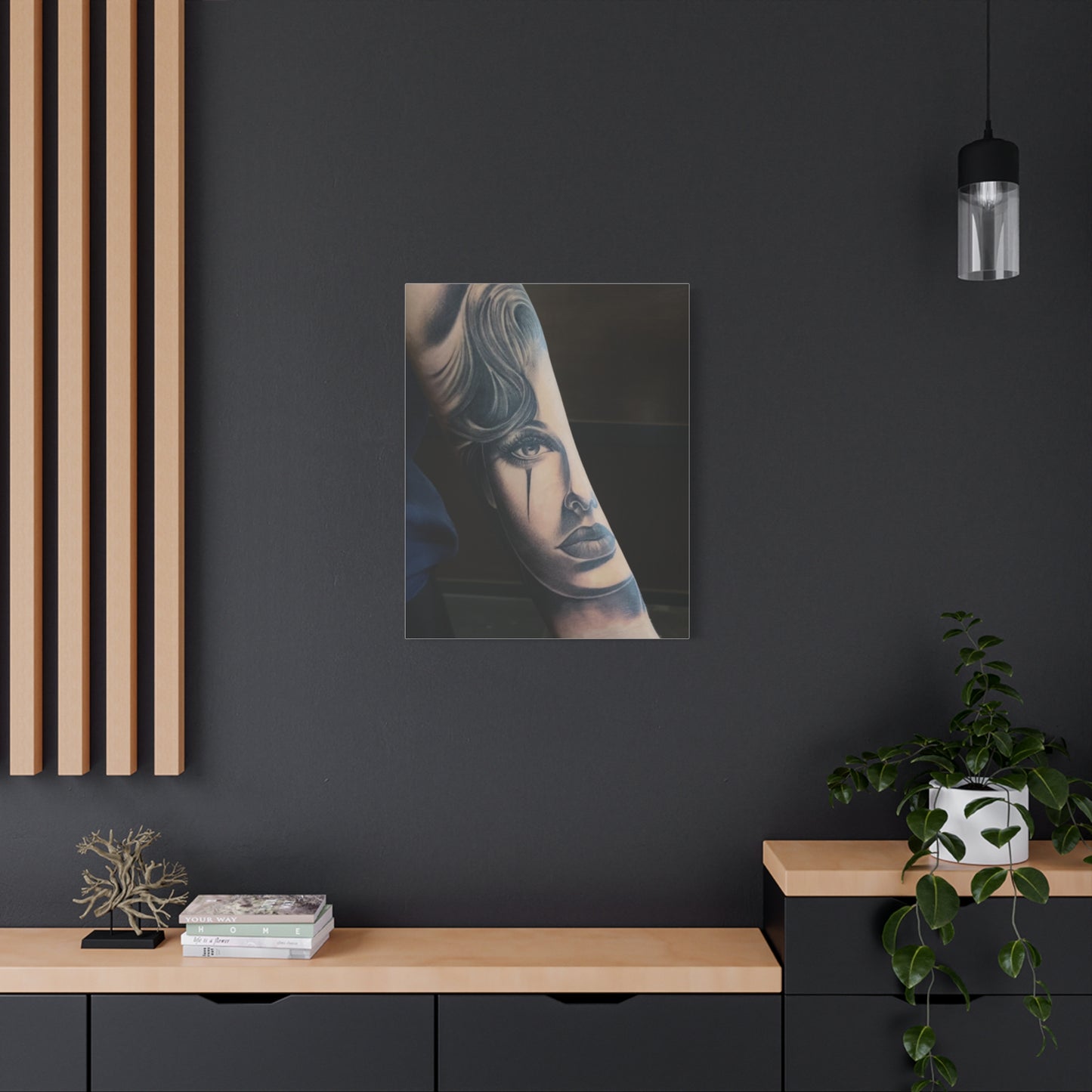 TATTOO OF A WOMANS FACE BY TRIPPY G WALL CANVAS