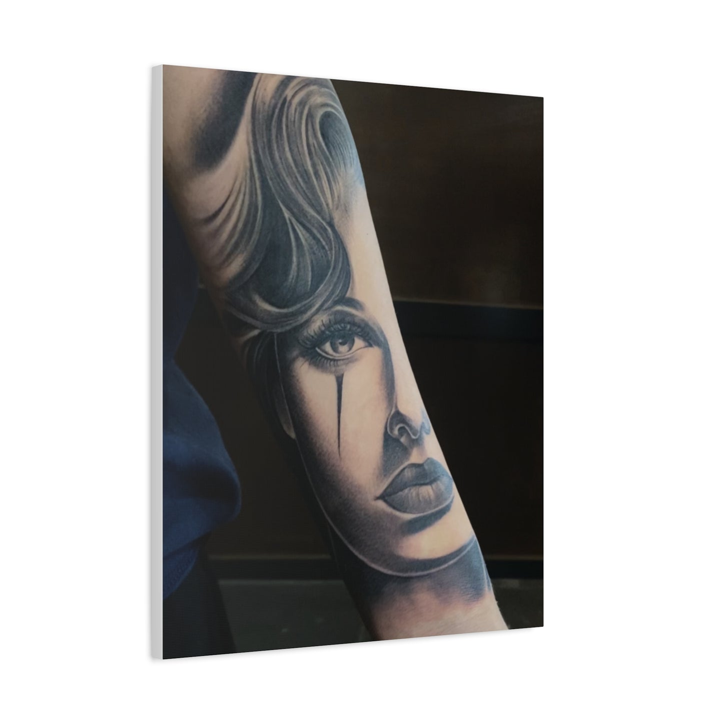 TATTOO OF A WOMANS FACE BY TRIPPY G WALL CANVAS