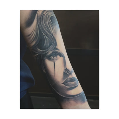 TATTOO OF A WOMANS FACE BY TRIPPY G WALL CANVAS