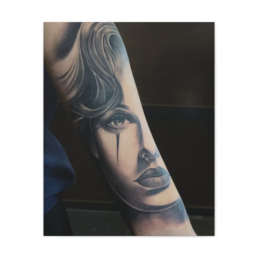 TATTOO OF A WOMANS FACE BY TRIPPY G WALL CANVAS
