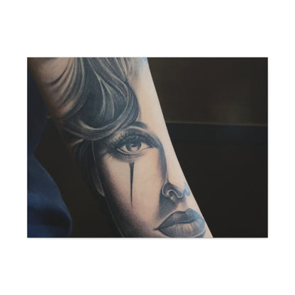 TATTOO OF A WOMANS FACE BY TRIPPY G WALL CANVAS