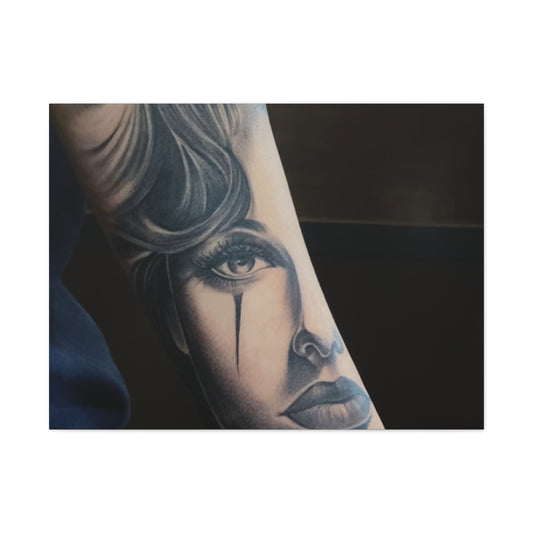 TATTOO OF A WOMANS FACE BY TRIPPY G WALL CANVAS