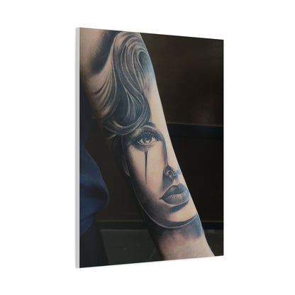 TATTOO OF A WOMANS FACE BY TRIPPY G WALL CANVAS