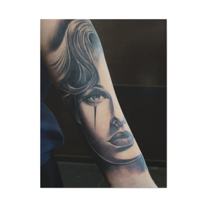 TATTOO OF A WOMANS FACE BY TRIPPY G WALL CANVAS