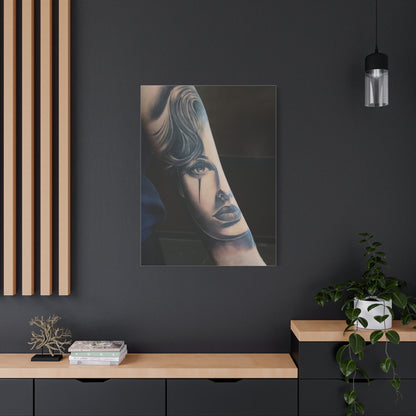 TATTOO OF A WOMANS FACE BY TRIPPY G WALL CANVAS
