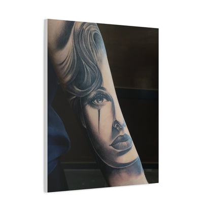 TATTOO OF A WOMANS FACE BY TRIPPY G WALL CANVAS